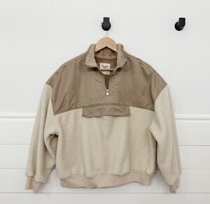 Women’s Abercrombie & Fitch Snap Pullover Fleece Jacket Tan Size M